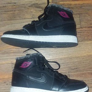 Nike Air Jordan 1 Girls Black Shoes 332148-014